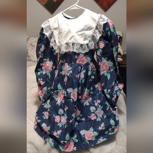 Floral Navy and Pink Kids Dress